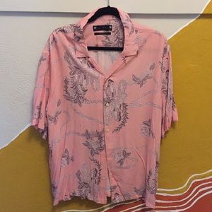 All saints pink hawaiian shirt relaxed fit